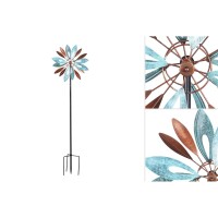 Kinetic Art Metal Wind Spinner: Copper Flower Duett