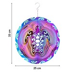 Kinetic Art Metal Hanging Wind Spinner: 3D Vibrant Turtle