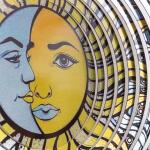 Kinetic Art Metal Hanging Wind Spinner: 3D Sun & Moon