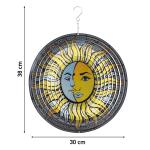 Kinetic Art Metal Hanging Wind Spinner: 3D Sun & Moon