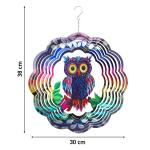 Kinetic Art Metal Hanging Wind Spinner: 3D Flashy Owl