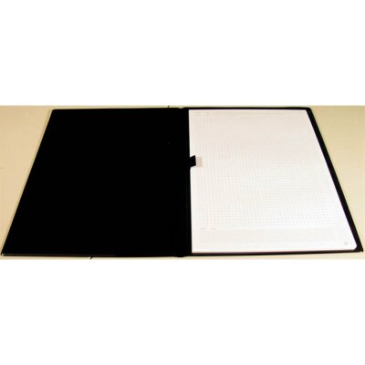 Pantaplast Präsentationsmappe A4 Konferenzmappe schwarzes Vinyl-Kunstleder mit kariertem A4 Block