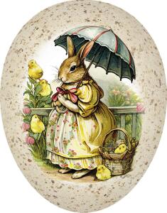 Nestler Papp-Osterei 12 cm Familie Hase 3Mot o. Motivwahl