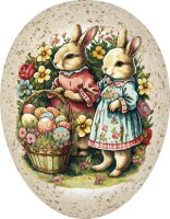 Nestler Papp-Osterei 15 cm Familie Hase 3Mot o. Motivwahl