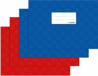 Heftumschläge A5 quer Kunststoff 2x blau + 2x rot, gedeckt