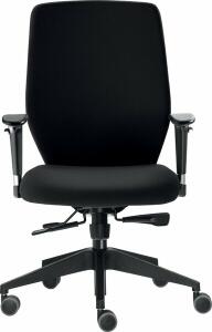 Bürodrehstuhl Office Basic, Armlehnen höhenverstellbar, Rückenlehne/Sitz gepolstert schwarz, Fußkreuz Kunststoff schwarz