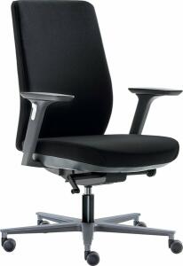Bürodrehstuhl Business, Armlehnen 3-dimensional verstellbar, Rückenlehne/Sitz gepolstert grau, Fußkreuz Alu