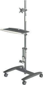 Workstation Viewmate Fußboden 702, Lenkrollen, 636 x 600 x 1.665 mm, silber