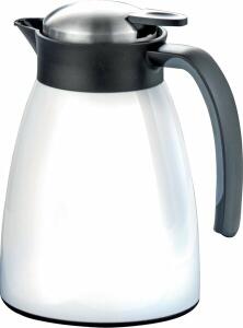 Isolierkanne GLACE, 1 Liter, doppelwandig, Einhandbedienung, weiß