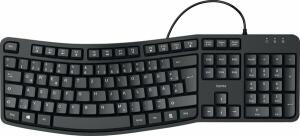 Tastatur EKC-400, ergonomisch, Handballenauflage, kabelgebunden, schwarz