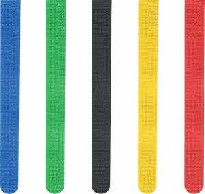 Klettbinder, wiederverwendbar, 16 x 215 mm, 5 Stück, farbig