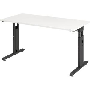 Schreibtisch OS614, 1400 x 670 x 650-850 mm, C-Fuß, höhenverstellbar, weiß/graphit