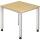 Schreibtisch QS08, 800 x 800 x 680-835 mm, 4-Fuß, höhenverstellbar, Ahorn/silber