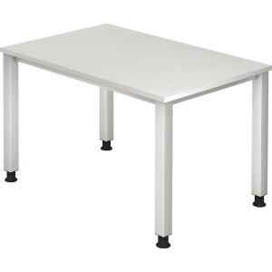 Schreibtisch QS12, 1200 x 800 x 680-835 mm, 4-Fuß, höhenverstellbar, weiß/silber