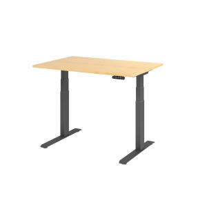 Sitz-Steh-Schreibtisch XDBK12, 1200 x 800 x 640-1290 mm, C-Fuß, elektrisch höhenverstellbar, Ahorn/graphit