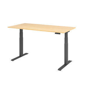 Sitz-Steh-Schreibtisch XDBK16, 1600 x 800 x 640-1290 mm, C-Fuß, elektrisch höhenverstellbar, Ahorn/graphit