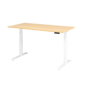 Sitz-Steh-Schreibtisch XDBK16, 1600 x 800 x 640-1290 mm, C-Fuß, elektrisch höhenverstellbar, Ahorn/weiß