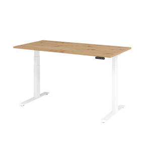 Sitz-Steh-Schreibtisch XDBK16, 1600 x 800 x 640-1290 mm, C-Fuß, elektrisch höhenverstellbar, Asteiche/weiß