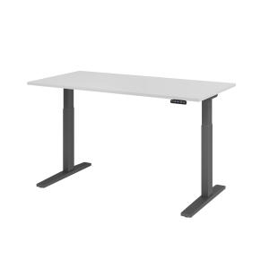 Sitz-Steh-Schreibtisch XMKA16, 1600 x 800 x 700-1200 mm, C-Fuß, elektrisch höhenverstellbar, grau/graphit