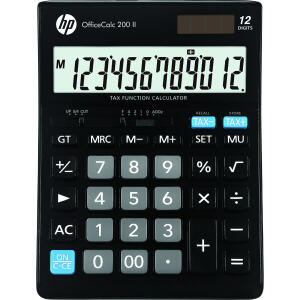 Tischrechner HP OfficeCalc 200II Premium Series, 12-stelliges Display gekippt, Solar mit Stützbatterie, schwarz