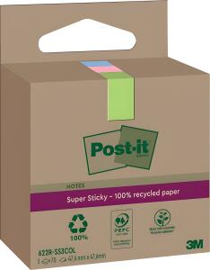 Notes Post-it Super Sticky, 47,6 x47,6 mm, 3 Blöcke, farbig sortiert