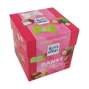 Ritter Sport Schokowürfel Dankeschön, 22er Geschenkverpackung mit gefüllter Schokolade