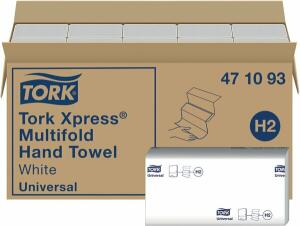 Tork Xpress® Multifold-Handtücher H2, 1-lagig, Zickzackfalz, 20x 250 Tücher, geprägt, weiß