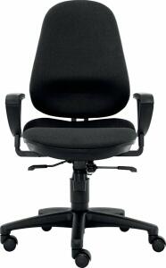 Bürodrehstuhl Ultra M, Armlehnen höhenverstellbar, Rückenlehne/Sitz gepolstert schwarz, Fußkreuz Kunststoff schwarz, Teppichbodenrollen, Nutzergewicht bis 100 kg