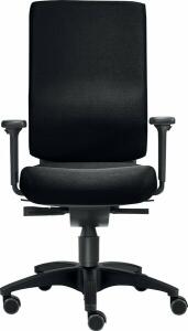 Bürodrehstuhl Cube M, bis 120 kg, mit Armlehnen, Bandscheiben-Sitz, Hartbodenrollen, schwarz