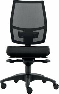 Bürodrehstuhl Flash Net, bis 110 kg, ohne Armlehnen, Teppichbodenrollen, schwarz