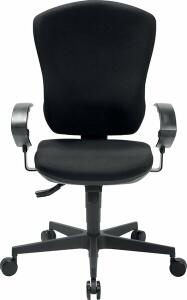 Bürodrehstuhl Flash Polster, bis 110 kg, mit Armlehnen, Hartbodenrollen, schwarz