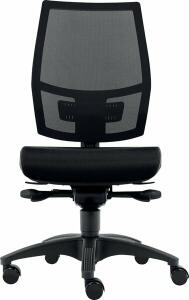 Bürodrehstuhl Ergo Mesh, bis 100 kg, ohne Armlehnen, DIN-Komfort-Sitz, Teppichbodenrollen, schwarz