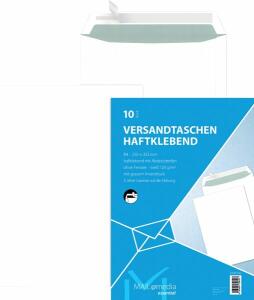 Versandtasche B4, ohne Fenster, haftklebend, weiß, 120g/qm, 10 Stück
