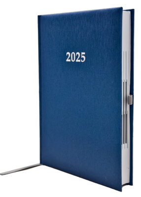2025 ADINA Buchkalender Chefplaner A5 blau-metallic 1 Tag 1 Seite