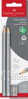 Faber Castell Bleistift Grip Jumbo B silber 2er Spitzer