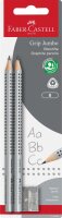 Faber Castell Bleistift Grip Jumbo B silber 2er Spitzer