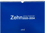 2025 Adina Zehnjahres-Kalender A4 blau Querformat