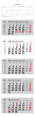 2025 ADINA Fünfmonatskalender 110x33cm mit Tagesanzeiger in Blockform