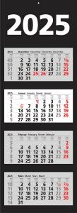 2025 ADINA Viermonatskalender schwarz 92x33cm Tagesanzeiger Blockform