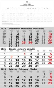 2025 ADINA Dreimonatskalender 49x30cm mit Tagesanzeiger und Schulferien