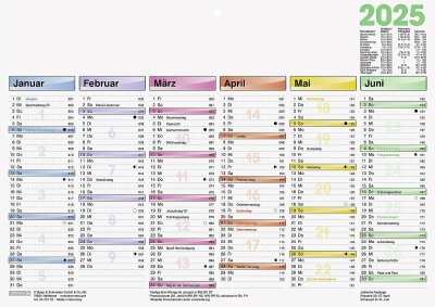 2025 Brunnen Tafelkalender A4 1S/6Monate