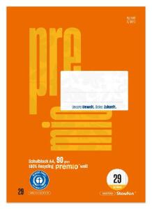 Staufen Premio Schulblock A4 50 Lin.29 orange 5x9mm rautiert mit RL 4-Loch