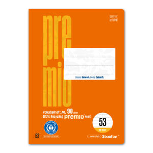 Staufen Premio Vokabelh. A6 32 Bl 90g Lin53 orange Vokabel m Mittellinie