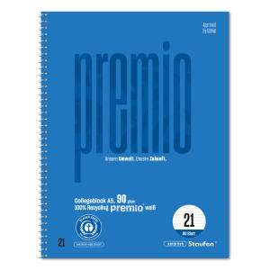 Staufen Premio Collegebl A5 80 Lin.21 80 Blatt 90g/qm 9mm liniert 6-Loch