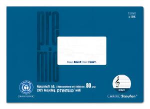 Staufen Notenheft A5 quer LinNH 90g/qm blau 6 Notensys + Hilfslin.