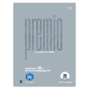 Staufen Premio CB A4 80 Blatt Lin.26 90g/qm grau 5mm kar. m. Rand 4-Loch