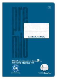 Staufen Notenheft A4 8 Bl 90g blau 12 Notensysteme + Hilfslinien