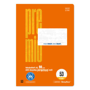 Staufen Premio Vokabelheft A4 24 Lin53 24 Bl. orange Vokabel m. Mittellin.