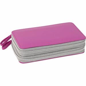 EBERHARD FABER Schüleretui Doppeldecker Leder gefüllt pink 24 Teile