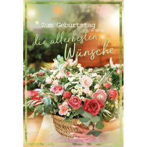 Kurt Eulzer Glückwunschkarte Geburtstag Blumenkorb